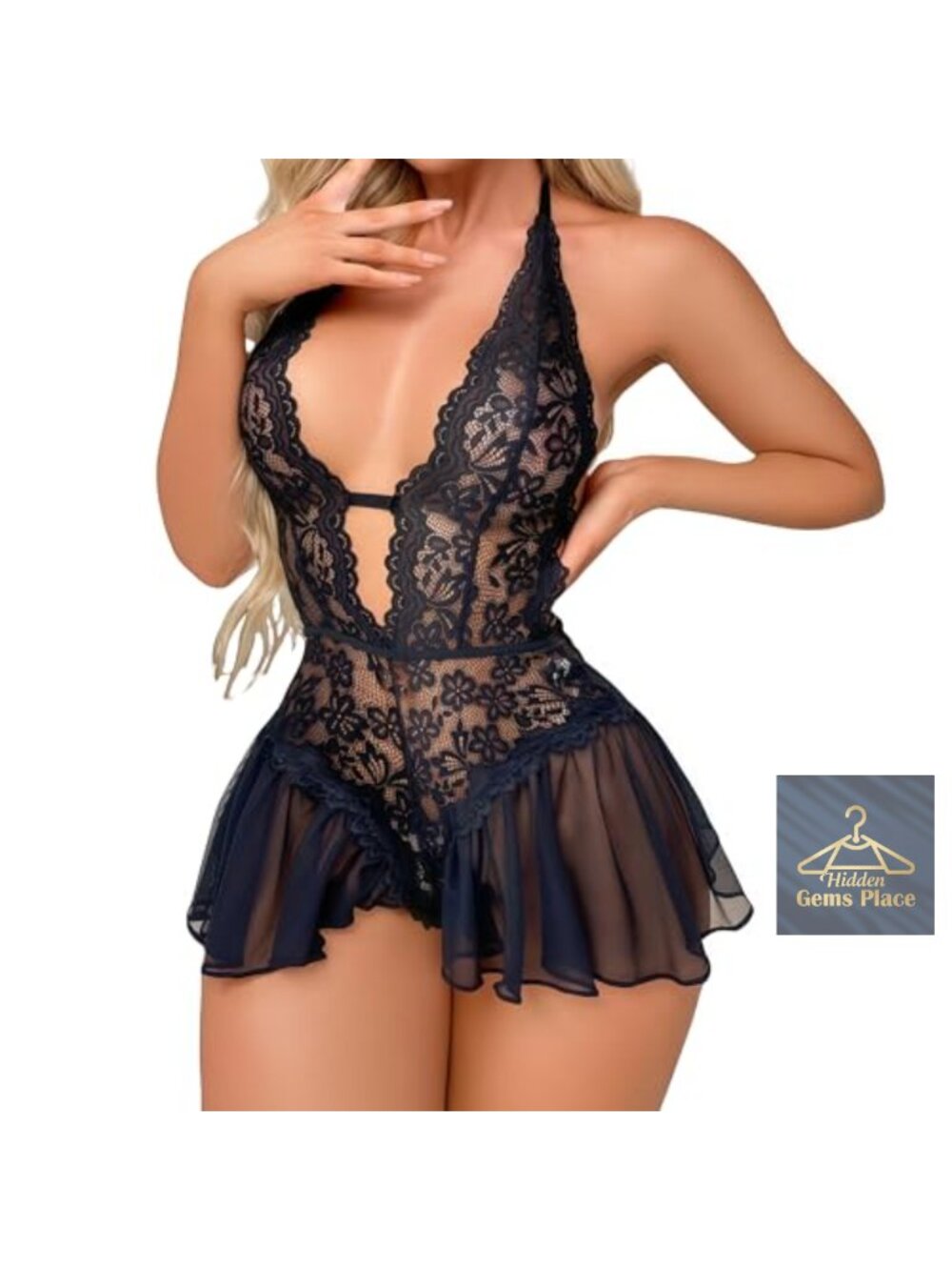 Lace Bodysuit One Piece Teddy Mini Babydoll Mesh Sleepwear Chemise